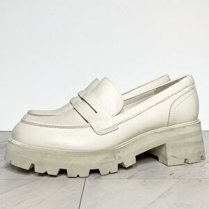 Marc Fisher Latika Cream Leather Lug Sole Loafer 9M